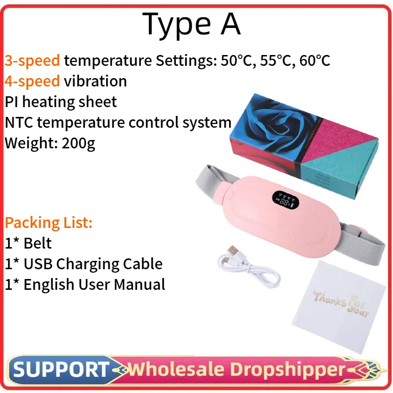 Electric massage belt for menstrual cramps and abdominal heating