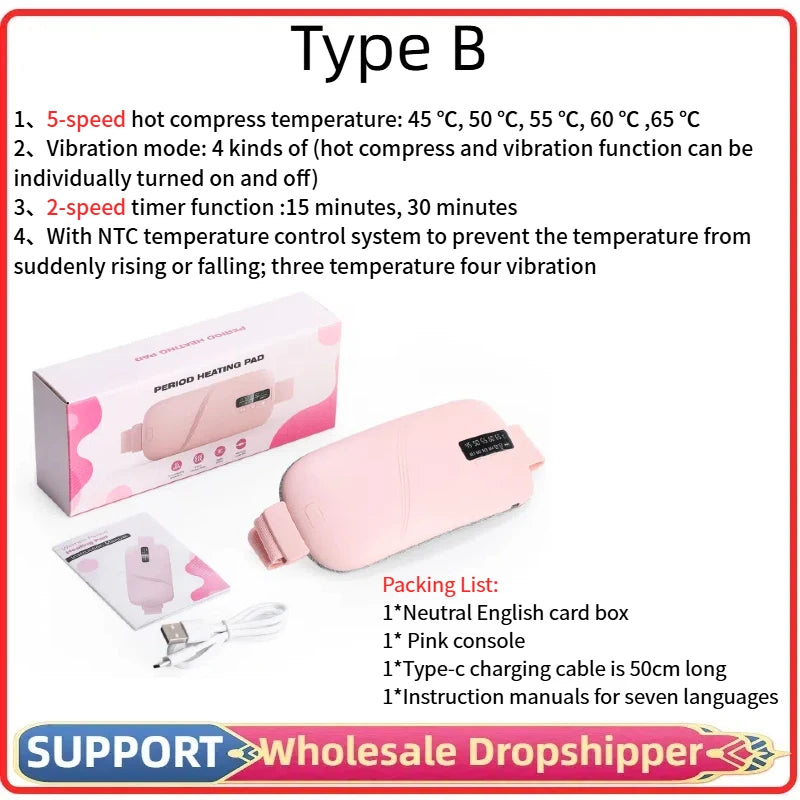 Electric massage belt for menstrual cramps and abdominal heating
